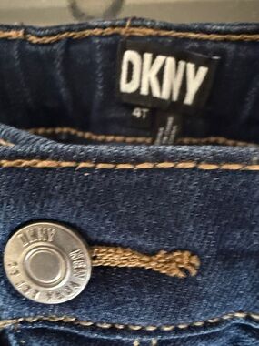 Girl’s DKNY Navy Blue Denim Jeans with Tan Stitching